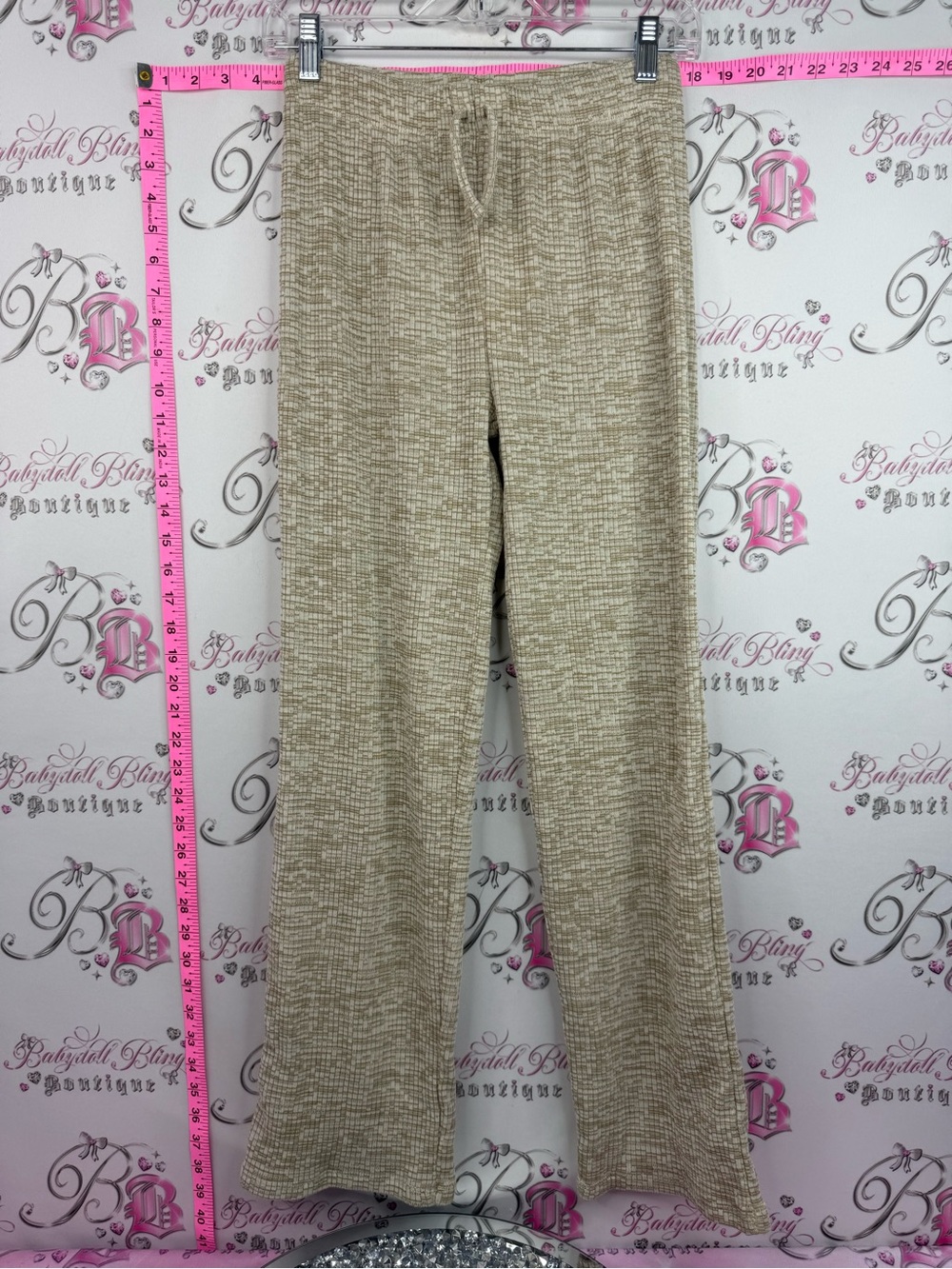 Zara pants girls Beige Knit Drawstring Wide-Leg Sweatpants